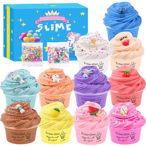 Buy DUJUANHUA Mini Butter Slime Kit 11 Pack, Include Watermelon, Coffee, Stitch, Peachybbies ...