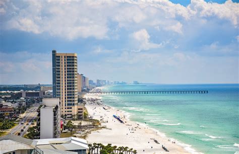 Drone Aerial Beach View Of Panama City Beach Florida Usa Stock Photo ...