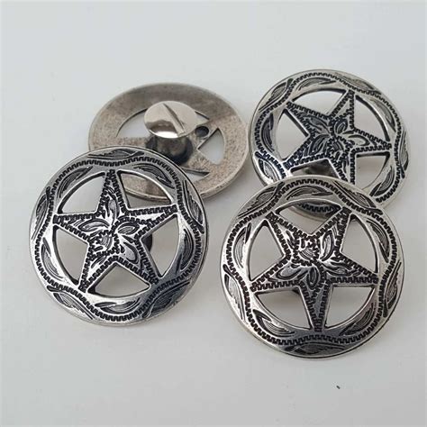 Western Star Conchos 4 Pack 1-1/4" Antique Silver Engraved With Chicago Screws ⋆ Hill Saddlery ...