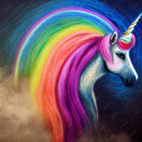 Premium AI Image | A painting of a unicorn with a rainbow colored mane.