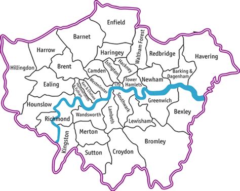 Map of all London boroughs - interesting NAME MATCHES for NE towns ...