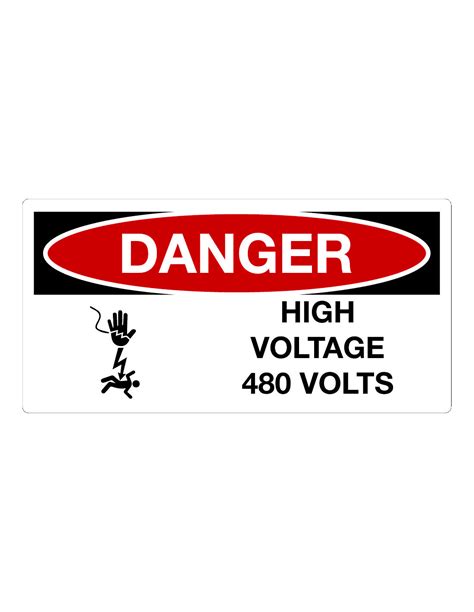 Danger: High voltage 480 Volts sticker 100 x 50 mm