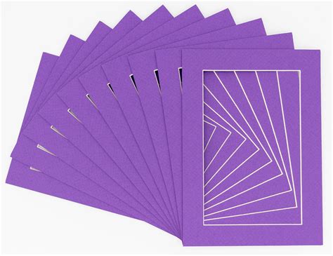 Purple Acid Free 16x20 Picture Frame Mats with White Core Bevel Cut for 8x10 Pictures - Fits ...