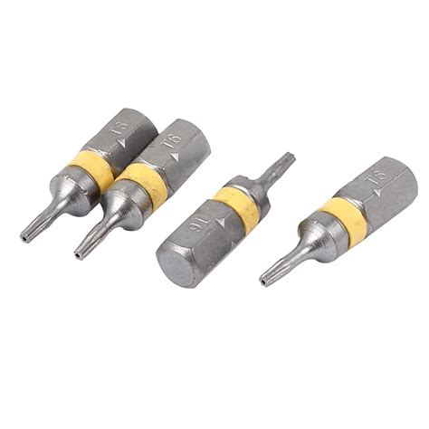 UXCELL 4Pcs T6 Head Magnetic Security Torx Screwdriver Bits 25Mm Long ...