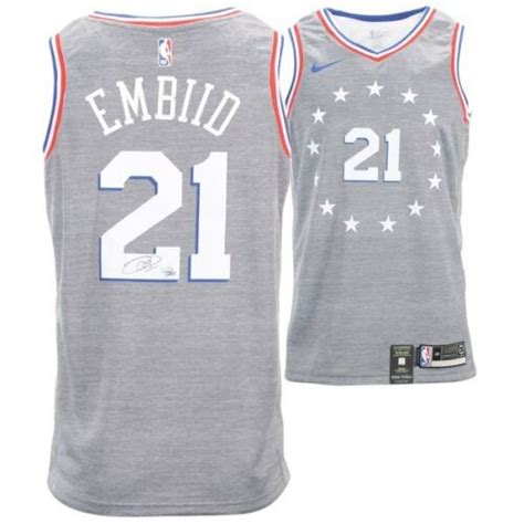 Joel Embiid Signed 76ers Nike City Edition Jersey (Fanatics Hologram)