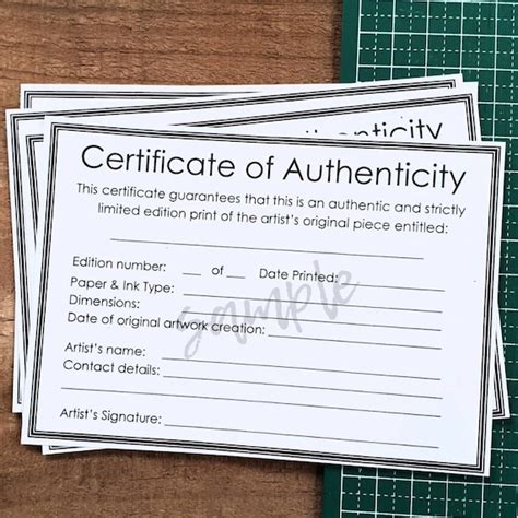 Authenticity Certificate Template for Artwork Limited Edition - Etsy