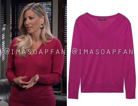 Carly Corinthos's Pink V-Neck Sweater - General Hospital