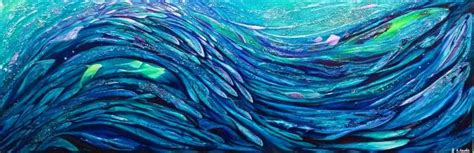 Sea life wave – Original painting SOLD | Deep Impressions Underwater Art