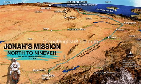 Bible map of Jonah's journey to Nineveh - Casual English Bible