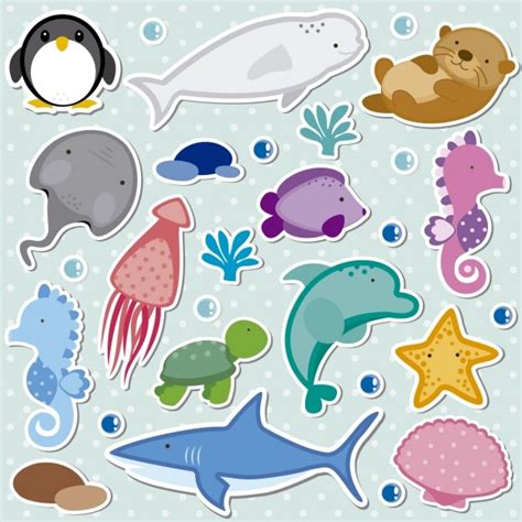 Free Vector | Sea animals collection