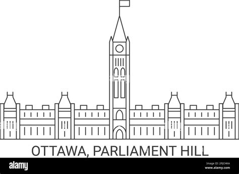 Canada, Ottawa, Parliament Hill, travel landmark vector illustration ...