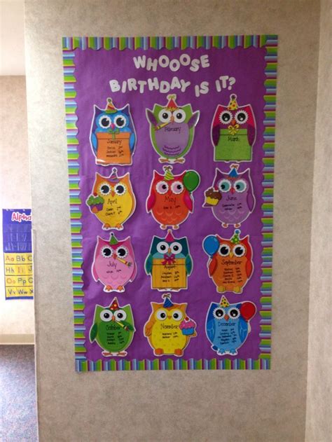 hiboux | Birthday board classroom, Classroom birthday, Birthday chart ...