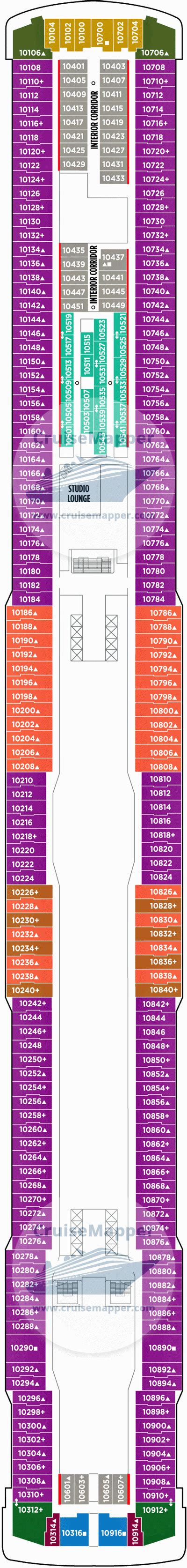 Norwegian Breakaway deck 10 plan | CruiseMapper