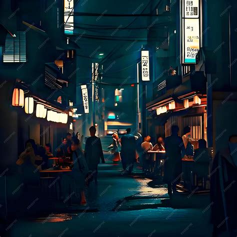 Premium AI Image | night of Japan Street food people wallpaper