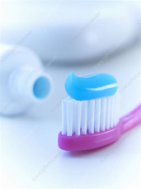 Close up of toothbrush with toothpaste - Stock Image - F013/6754 ...