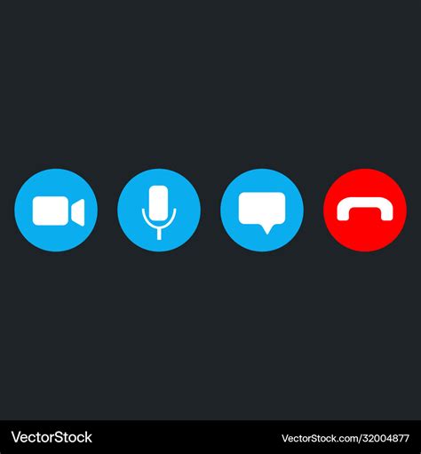 Video call icons set on blue back Royalty Free Vector Image