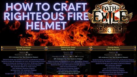 PoE 3.20-3.23: Craft your EndGame Righteous Fire helm - YouTube