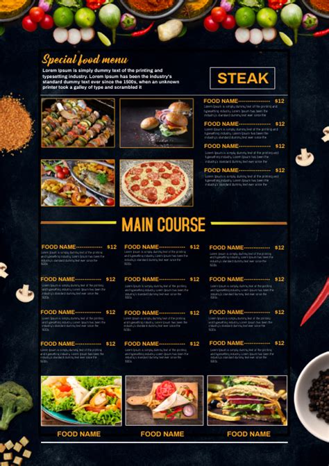 Black Fast Food Menu Design Template | PosterMyWall