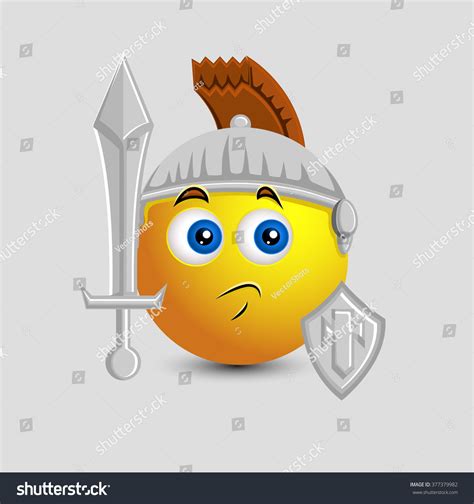 Cute Knight Soldier Emoji Emoji Smiley : image vectorielle de stock ...