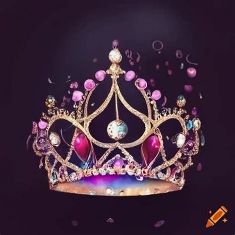 Sparkling tiara with floating music notes on Craiyon