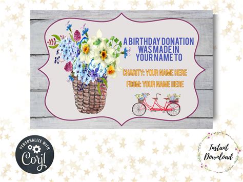 Editable Birthday Donation & Contribution Card, Birthday Charity ...