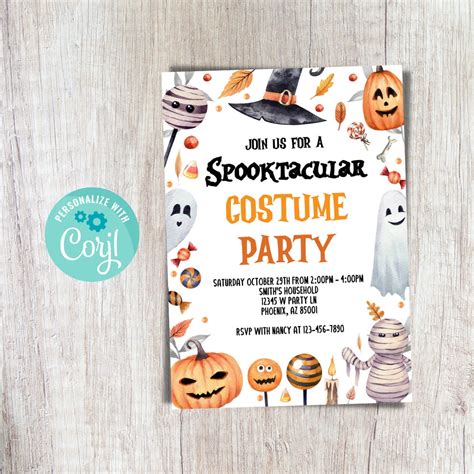 Adult Halloween Costume Party Invitations