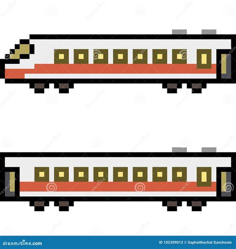 Pixel Train. Kids Train Toys In Pixel Art. For 8 Bit Games. Vector ...