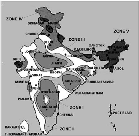 Seismic zoning map of India (from India Meteorological Department ...