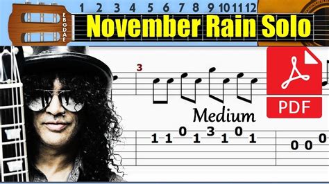 November Rain Solo Guitar Tab II in 2021 | Guitar tabs, November rain ...