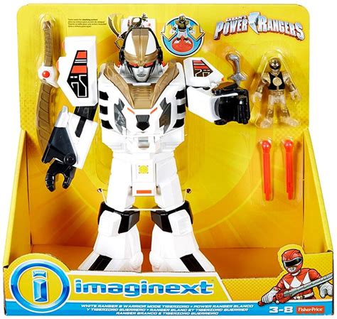 Power Rangers Imaginext White Ranger Warrior Mode Tigerzord Figure Set Mattel Toys - ToyWiz