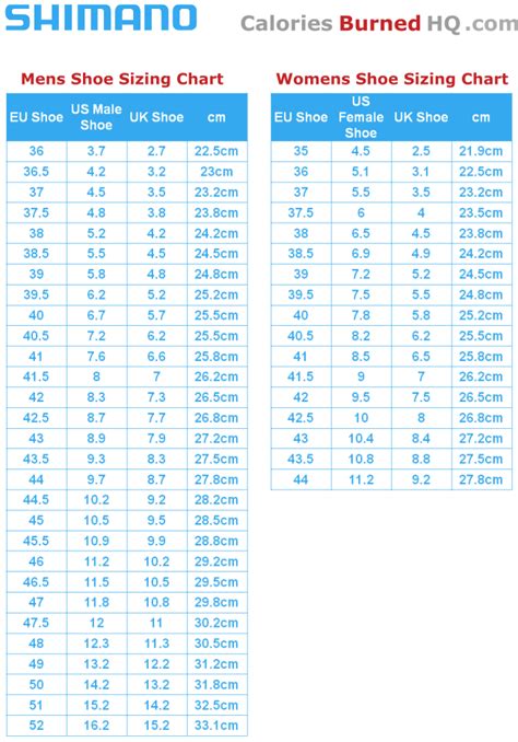 shimano shoe sizing chart for men and women Road Bike Shoes, Road Cycling Shoes, Mtb Shoes ...