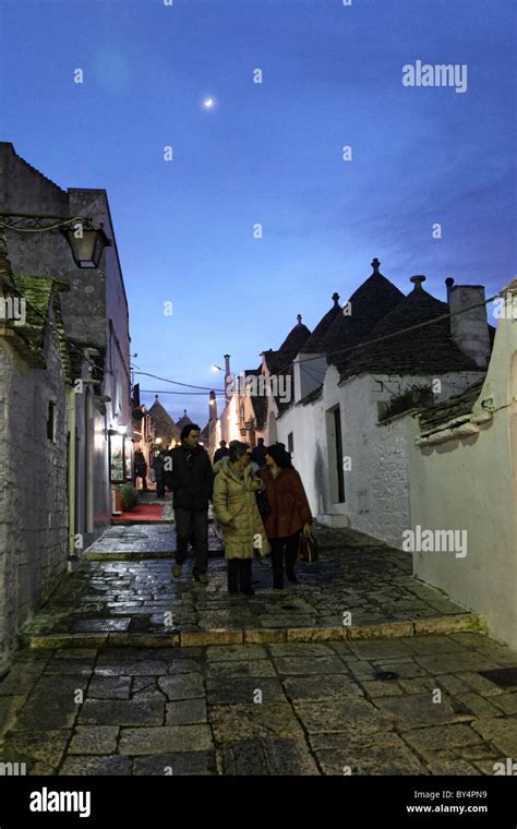 night view of alberobello famous italian town with trulli Stock Photo ...