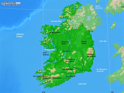 Ireland Physical Map - A Learning Family