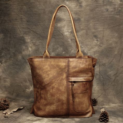 Handmade Vintage Leather Handbags, Top Grain Leather Tote Bag, Shoulde ...