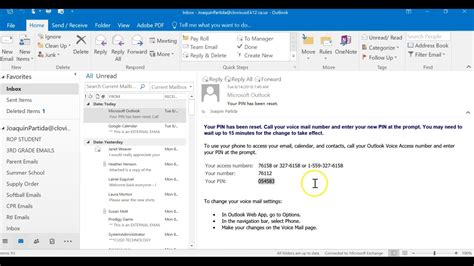 How to set up your Outlook Voicemail Pin - YouTube