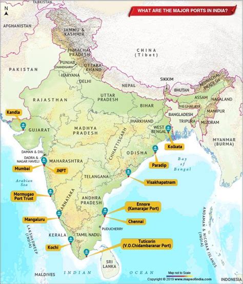 What are the Major Ports in India Map - Answers in 2020 | Ports in india, India map, Geography map