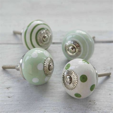 Green Decorative Ceramic Cupboard Drawer Knobs By Pushka Home ...