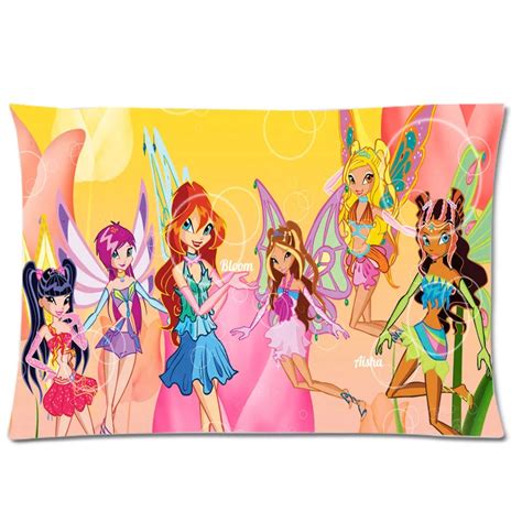 Customized Pillow Case!Winx Club Pretty Cartoon Girls Pattern Two Side Print Polyester Pillow ...