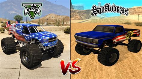 GTA 5 MONSTER TRUCK VS GTA SAN ANDREAS MONSTER TRUCK - WHICH IS BEST? - YouTube