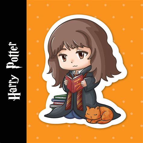 Harry Potter Wizarding School Of Magic Hermione Crookshanks Anime Inspired Fanart Glossy, Water ...