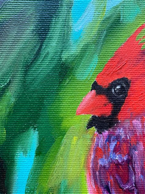 Red Cardinal Bird Oil Painting on Canvas. Bird Art. Original Oil Painting - Etsy