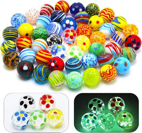 40 PCS Glass Marbles for Kids, 35 Colorful Assorted Marbles and 5 Glow ...