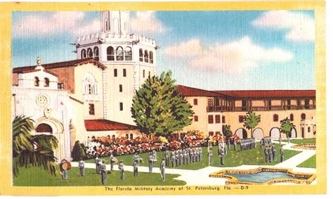 Linen postcard. The Florida Military Academy at St Petersburg. | Jackie's Vintage Postcards