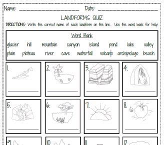 This site has some great ideas including the Landform Quiz which could be used as an assessment ...