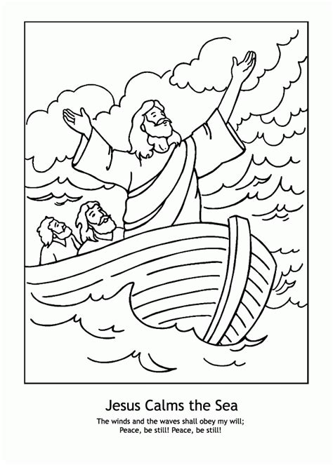 Deep Blue Bible Jesus Calms The Storm Coloring Pages Printable