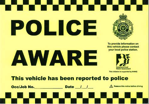 Police Aware Stickers on abandoned vehicles - Townsville