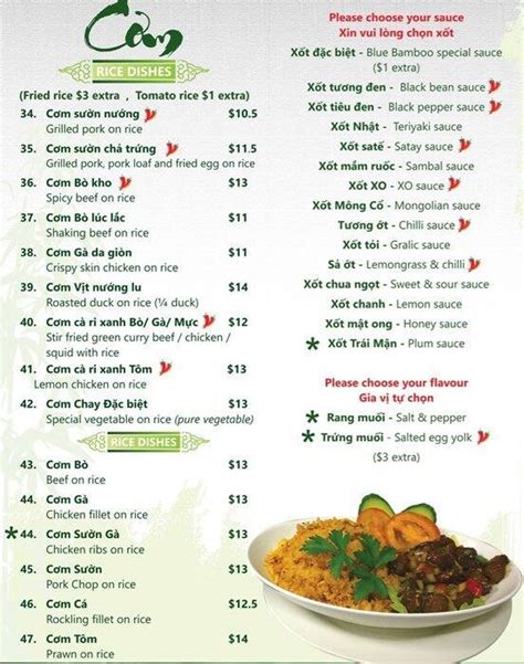 Menu at Blue Bamboo restaurant, Braybrook