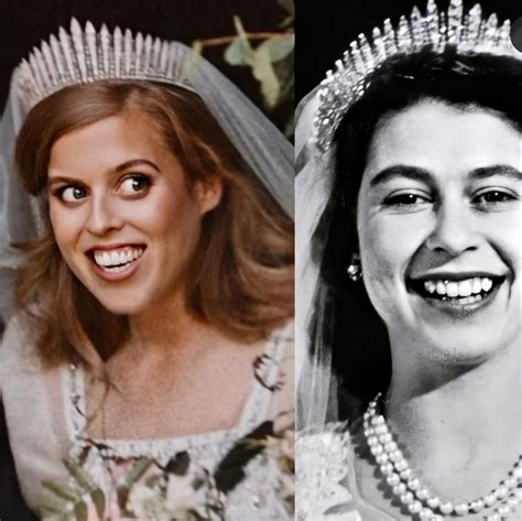 Princess Beatrice wore a vintage dress by Norman Hartnell and the Queen Mary diamond fringe ...