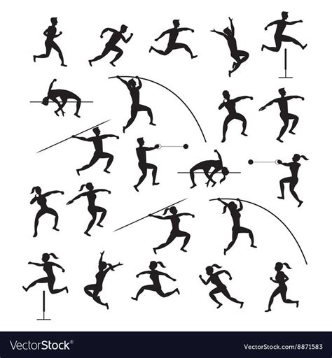 Sports Athletes Track and Field Silhouette Set Vector Image | Track and field, Track and field ...