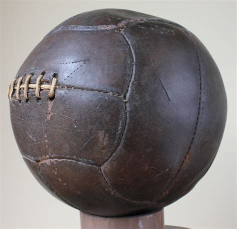 Antique Leather Football. 12 Panel 6 Lace Hole Old Vintage Soccer Ball. c1910.